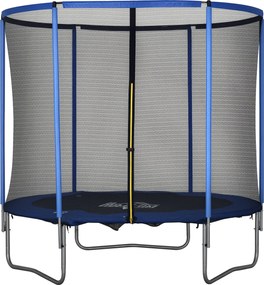 HOMCOM Trambulină cu plasă de siguranță, trambulină de grădină pentru interior și exterior, trambulină fitness pentru adolescenți și adulți, oțel, Albastru+Negru, până la 113,6 kg, Ø244 x 240H cm | Aosom Romania