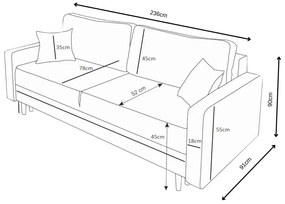 Supermobel Canapea extensibilă SOLO, 226x90x91, itaka 10