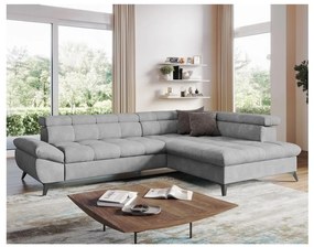 Canapea colțar extensibilă în L MARANO, dreapta, gri