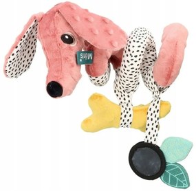 Jucărie educativă agățată Hencz Toys cu zdrănitoare și oglindă - Câine, spirală - pulbere