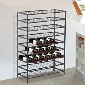 HOMCOM Etajeră pentru sticle de vin, capacitate 54 sticle, metal negru, ideală pentru crame | Aosom Romania