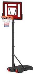 HOMCOM Suport de basket cu roți, Coș de basket reglabil, independent, Plastic, Oțel, 75L x 83L x 205-261H cm | Aosom Romania