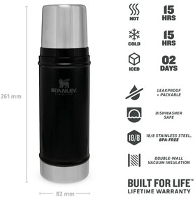 Stanley Thermos Legendary Classic 470 ml negru mat, 0,47 l