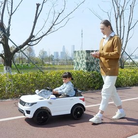 HOMCOM Mașinuță Electrică pentru Copii cu Motor Dublu, Suspensie și Telecomandă, 110x68x52 cm, Alb | Aosom Romania