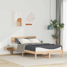 vidaXL Cadru de pat cu mese laterale cu headboard Maro 140 x 190 cm