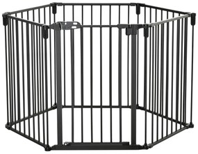 Gard pentru animale PawHut, cu poarta, 6 piese, neagra | AOSOM RO