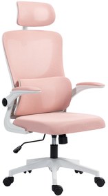 Vinsetto Scaun de Birou Ergonomic cu Tetieră Detașabilă Roz | Aosom Romania