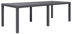 vidaXL Masă de grădină, maro, 220x90x72 cm , plastic, aspect ratan