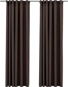 vidaXL Perdele opace aspect pânză cârlige 2 buc. gri taupe 140x225 cm