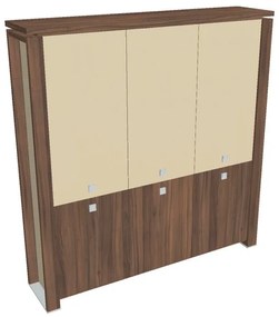 Dulap înalt Verno+ S 200 x 46 x 210 cm, uși combinate, nuc / vanilie