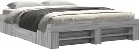 vidaXL Cadru de pat, gri sonoma, 150x200 cm, lemn prelucrat