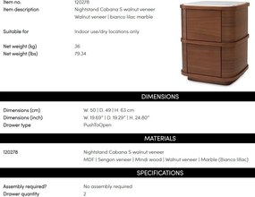 Noptiera/ masuta laterala design LUX Cabana S, furnir nuc