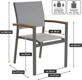 Set de scaune de grădină metalice stivuibile, antracit, 4 bu