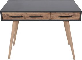 La mâna a doua: Birou Kalune Design 854KLN1502, 105x55 cm, 2 sertare, Finisaj melaminat, Maro / Negru