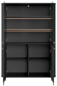 Vitrină Vesper 103 cm - negru / picioare aurii