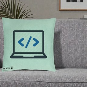 Perna Personalizata Laptop Cod HTML, 40x40 cm, Verde Menta, Husa Detasabila, Perna Inclusa, BEKZ®