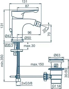 Baterie bideu Ideal Standard Alpha finisaj crom lucios monocomanda