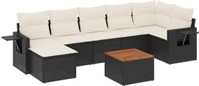 vidaXL Set mobilier de grădină cu perne, 8 piese, negru, poliratan