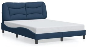 3213703 vidaXL Cadru de pat cu lumini LED, albastru, 140x190 cm, textil