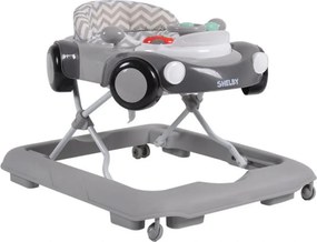 Premergator Reglabil in 3 Trepte NOVOKIDS™ Shelby Mini Car , Roti silentioase, Pliabil, 8 Roti, Cu Melodii si volan, Model Masinuta, Gri