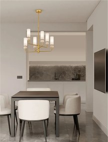 Candelabru cu 6 brate, Metal, Auriu, Travertin, Sticla, FILOMENA