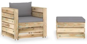 3074532 vidaXL Set mobilier de grădină cu perne, 2 piese, lemn verde tratat