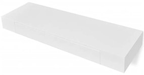 Raft de perete suspendat biblioteca depozitare DVD 1 sertar MDF, alb 1, Alb, 80 cm