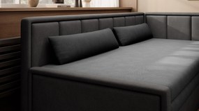 Canapea extensibila brat dreapta 3 locuri, ELTAP, Fulgeo, 214x82x77 cm, lemn/catifea din poliester, gri inchis