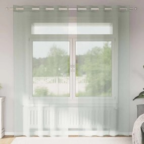 vidaXL Perdele Voile cu Oelii 2 buc Gri deschis 140x225 cm