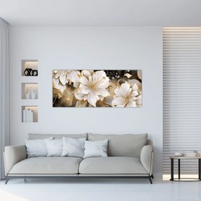 Tablou - Flori în aur (120x50 cm)