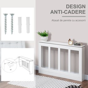 Capac pentru radiator modern din MDF si otel, 120x18x84cm, alb HOMCOM | Aosom Romania