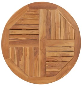 48986 vidaXL Blat de masă rotund, 80 cm, lemn masiv de tec, 2,5 cm