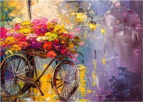 Tablou pe sticlă - Roată cu flori (70x50 cm)