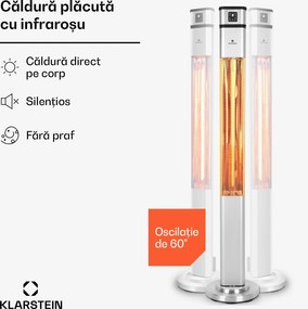 Blumfeldt Heat Guru Plus, încălzitor cu infraroșu, 2000 W, 3 trepte de încălzire, telecomandă, argintiu