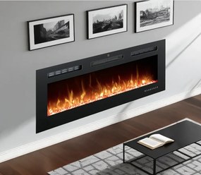 Șemineu electric de perete si încastrat – design modern, căldură instant, atmosferă premium, control total, 127x12x42 cm