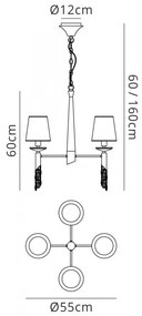 Candelabru elegant cu 4 brate Tiffany crom/ abajur alb