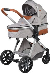 Carucior nou nascuti 2 in 1 NOVOKIDS™ Alma Gold PRO , Cu geanta bebe, Cadru Aluminiu , Amortizoare, Roti din cauciuc plin AVE, Landou, Modul sport,