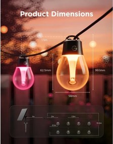Govee - Ghirlandă solară LED RGBICW 8xLED/6W/5V Wi-Fi Matter IP67