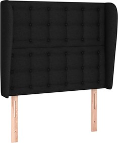 vidaXL Tăblie de pat cu aripioare, negru, 93x23x118/128 cm, textil