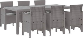 vidaXL Set de masă pentru grădină 7 pcs Gri deschis Polipropilenă