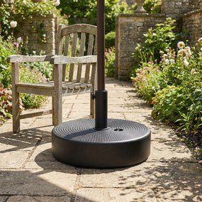 Outsunny Picior pentru umbrelă, soclu exterior umplabil până la 19 kg cu nisip sau 15 kg cu apă, Ø 45 x 30,5 cm, negru | Aosom Romania