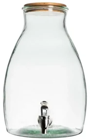 Dozator de bauturi din sticla GUSTA cu capac din lemn 5,5 L