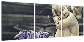 Tablou - Înger cu floare (cu ceas) (90x30 cm)