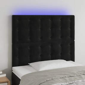 3122890 vidaXL Tăblie de pat cu LED, negru, 80x5x118/128 cm, catifea