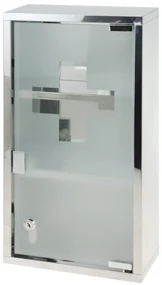 C80820140-Dulap depozitare medicamente, otel si sticla, 25X12X48CM