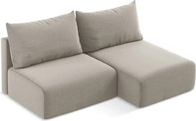 Colțar taupe extensibil/cu spațiu de depozitare cu tapițerie din catifea (cu colț pe partea dreaptă/cu șezlong) Kalena – Makamii