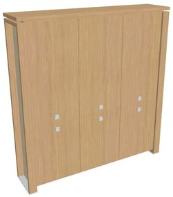 Dulap înalt Verno+ S 200 x 46 x 210 cm, stejar deschis / vanilie