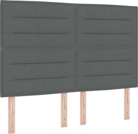 vidaXL Tăblie LED cu benzi LED cu headboard Gri închis 144 cm țesătură