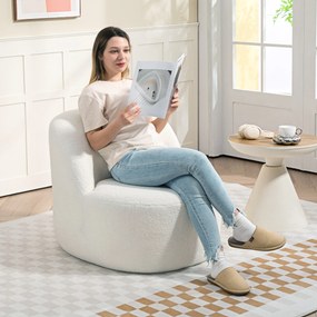 HOMCOM Fotoliu pentru Living în Stil Modern cu Spătar Ergonomic Crem | Aosom Romania
