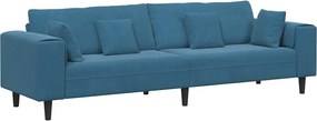 vidaXL Canapea cu pernă albastru 250 x 77 x 76 cm Catifea